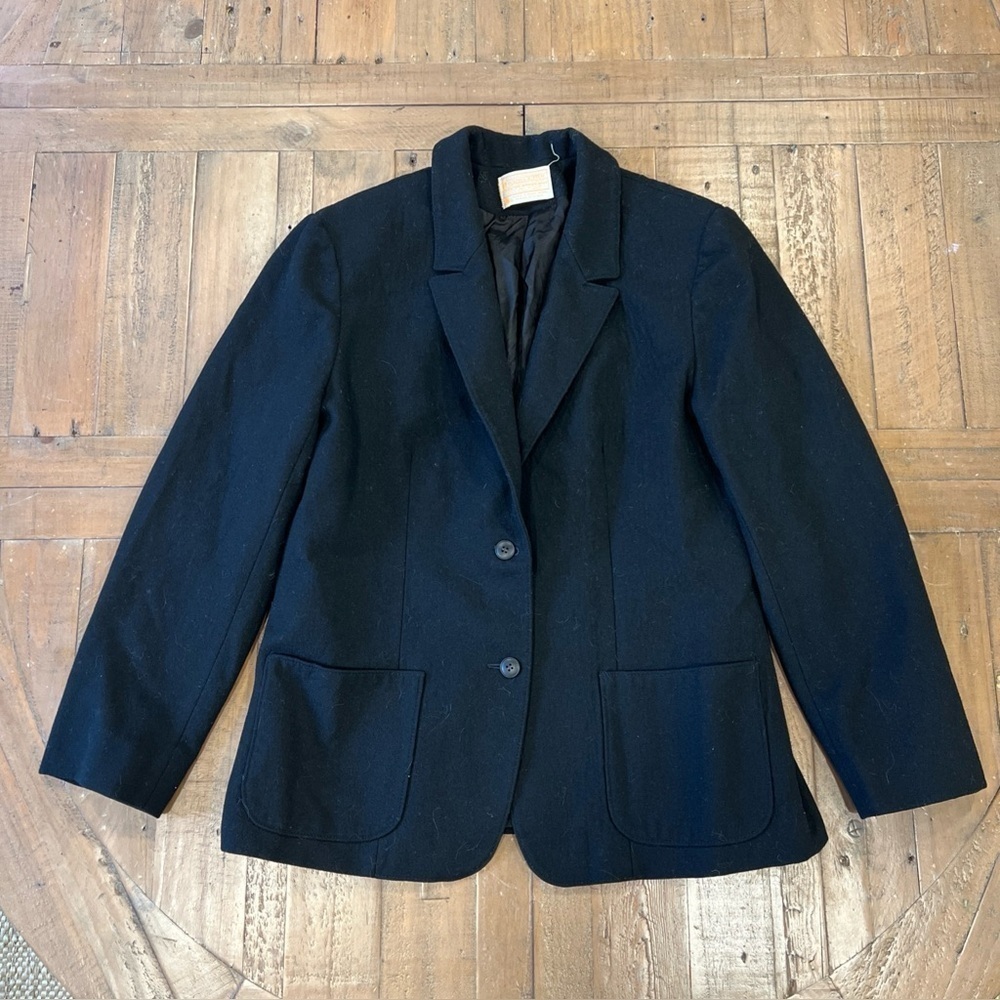Vintage Pendleton Wool Blazer Women 8 Black Jacket Made In USA Utilitarian